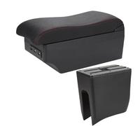 CRJIMX Para Dacia Para Spring Reposabrazos Para R&enault Para K-ZE Caja Reposabrazos Auto Cuero Superficie Curva Caja De Reposabrazos Central(A1 Negro rojo 7USB)