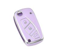 CRJIMX Para Fiat Para Panda Para Stilo Para Punto Para Doblo Para Grande Para Bravo Para Ducato Funda Flip Para Llave Coche 3 Botones(Púrpura)