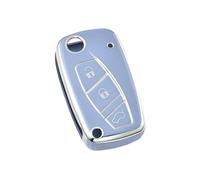 CRJIMX Para Fiat Para Panda Para Stilo Para Punto Para Doblo Para Grande Para Bravo Para Ducato Funda Flip Para Llave Coche 3 Botones(Blue silver)