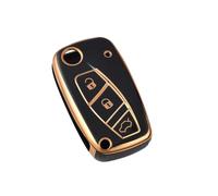 CRJIMX Para Fiat Para Panda Para Stilo Para Punto Para Doblo Para Grande Para Bravo Para Ducato Funda Flip Para Llave Coche 3 Botones(Oro negro)