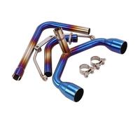 CRJIMX Para GROM MSX125 MSX 125 Escape Doble Deslizante Para Motocicleta Silenciador Modificado Conexión Frontal Tubo De Enlace Intermedio(Azul)