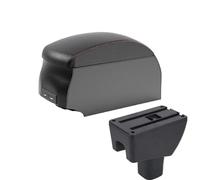 CRJIMX Para Toyota Para Agya Para Wigo Caja De Brazo Piezas Retrofit Consola Central Con Interfaz USB Portavasos(B1 Black Red double)