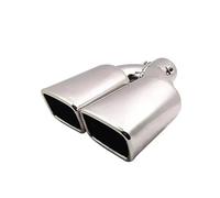 CRJIMX Punta De Escape Universal Doble Salida Boquilla Trasera Silenciador Tubo De Escape Acero Inoxidable Boca Cuadrada Entrada Silenciador 60mm(Plata,Derecho)
