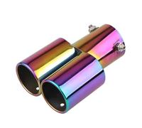 CRJIMX Silenciador De Escape Para Automóvil De 63 Mm Y 2.5 Pulgadas Con Doble Tubo De Acero Inoxidable Modificado Para La Mayoría De Los Vehículos(Multicolor,Derecho)