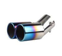 CRJIMX Silenciador De Escape Para Automóvil De 63 Mm Y 2.5 Pulgadas Con Doble Tubo De Acero Inoxidable Modificado Para La Mayoría De Los Vehículos(Azul,Curvo)