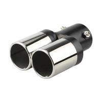 CRJIMX Silenciador De Escape Para Automóvil De 63 Mm Y 2.5 Pulgadas Con Doble Tubo De Acero Inoxidable Modificado Para La Mayoría De Los Vehículos(Black+Silver,Derecho)