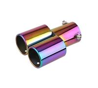 CRJIMX Silenciador De Escape Universal De Doble Salida Para Coche 63 Mm Con Borde Negro Plateado Puntas De Escape Modificadas Accesorios Exteriores Para Coche(Vistoso,Derecho)