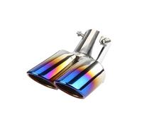 CRJIMX Silenciador De Escape Universal De Doble Salida Para Coche De 63 Mm Color Plateado Y Negro Punta De Escape Accesorio Exterior Para Coche(Azul quemado)