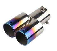 CRJIMX Silenciador Universal De Escape De Coche De Doble Salida De 63 Mm De Acero Inoxidable Con Borde Inclinado Y Laminado Color Accesorios Para Exteriores(Azul quemado,Derecho)