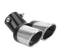 CRJIMX Tubo De Escape Cromado Para Coche Decoración Universal De 62 Mm Silenciador De Acero Inoxidable Curvado Doble Salida(Black+Silver)