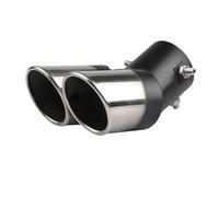 CRJIMX Tubo De Escape De Doble Salida Para Coche De Acero Inoxidable Con Borde Inclinado Y Laminado Universal Negro Y Plateado(Silver+Black)