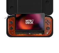 CRKD Nitro Deck Crystal Collection con funda de transporte, cubierta de mano profesional con Zero Stick Drift para Nintendo Switch y Switch OLED (ralladura naranja)