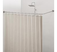 Crkmire Barra Cortina Ducha Esquinera en Forma de L de [61-94 cm] X [61-94 cm], Acero Inoxidable sin Flacidez, Barra de Cortina Curvada Ajustable de 90 Grados Para Baño - Dibujo de Níquel