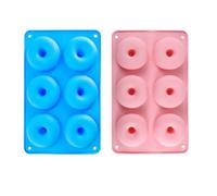 CRLLDPM 2 Piezas Molde para Donut de Silicona, Moldes Silicona Reposteria, 6 Cavidades Rosquillas Antiadherentes Bandeja, Molde para Pasteles, para Pasteles, Galletas, Bagels, Muffins