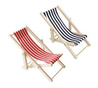 CRLLDPM 2 Piezas Silla de Playa en Miniatura para Casa de Muñecas, Mini Silla de Playa Plegable de Madera, Mini Silla de Cubierta, Decoración de Casa de Muñecas en Miniatura