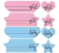 CRLLDPM 96 Piezas Etiqueta RevelacióN Género Pegatinas de Revelación de Género Pegatinas de Baby Shower Etiqueta de Género Equipo con Purpurina Dorada para la Fiesta de Revelación del Sexo