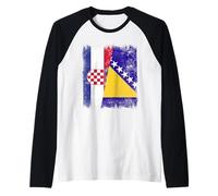 Croacia Bosnia Y Herzegovina Media Bandera Camiseta Manga Raglan