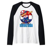 Croacia Dabbing Boy Croata Bandera Camiseta Manga Raglan