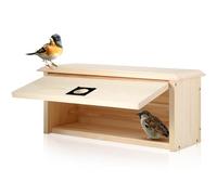 CroBlissful Blue Bird House - Casa horizontal para pájaros de 18 x 7 x 7.6 pulgadas, casa de pájaros segura y espaciosa para protección contra depredadores y clima frío, casas de pájaros azules de