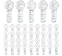 CroBlissful Paquete de 36 mini abanicos de boda para invitados, a granel, portátil, funciona con pilas, color azul, floral, amor está en el aire, recuerdos de boda, regalos para invitados, ceremonia