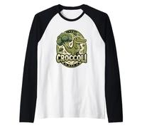 Croccoli Funny Food Juego de Palabras Cocodrilo Brócoli Veggie Camiseta Manga Raglan