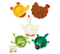 Crochet Animal Coasters, Handmade Funny 3D Mug Rug for Drinks and Desk