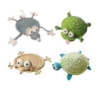 Crochet Animal Drink - Table Cup Mats for Hot Cold Beverages | Handmade Style with Yarn Absorbent Pads, Coasters Set 4pcs, Anti Slip Bar Decor for Kitchen Dining Cafe Party Use