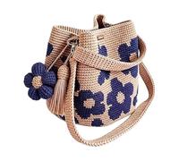 Crochet Bag - Flower Pattern Boho Shoulder Tote Handmade Knit Style Handbag | Lightweight Decorative Carry Bag for Fashion and Daily Use | for Women Girls Daily Commute Shopping Outdoor, malva, Se