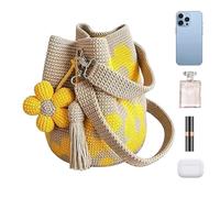 Crochet Bag - Flower Pattern Shoulder Tote Purse, Elegant Knit Handbag Construction, Handmade Fashion Accessory | Spacious Stylish Carryall, Versatile Aesthetic Storage For Party Travel Vacation