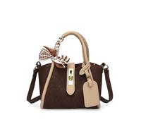 Crochet Bag Kit 1 Juego de bolso hecho a mano DIY, con costura, Material a, accesorios cuero Pu(Brown material)