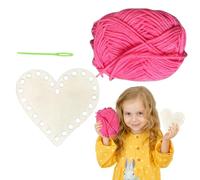 Crochet Basket Bottom, Craft Weaving Heart Shaped Basket, Wooden Basket Set, Valentine's Day Wooden Crafts, Valentine's Day Crafts Set, Cotton Thread and Needle Set, Mother's Day Decor, Heart Shaped