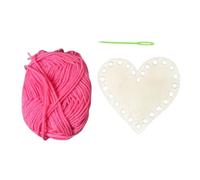 Crochet Basket Bottom, Craft Weaving Heart Shaped Wooden Basket Set, Valentine's Day Wooden Crafts Set, Cotton Thread and Needle Set, Valentine's Day Basket for Valentine's Day, Mother's Day Decor