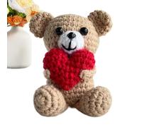 Crochet Bear Doll - 15 cm Jouet En Peluche Tricoté, Animal En Pelusche Fait À La Main, Compagnon De Poche Doux, Adorable Peluhe De Cœur | Portabilité Sans Effort Mignonne Pour Garçons Filles Cadeau À