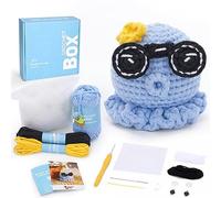 CROCHET BOX Kit completo de ganchillo para principiantes: kit de ganchillo de pulpo, incluye tutorial en video, instrucciones, hilo suave, regalo de cumpleaños para adultos y adolescentes.