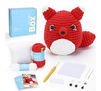 Crochet Box - Kit de crochet para principiantes, juego de crochet zorro rojo, todo lo que necesitas, tutorial en vídeo paso a paso, regalo sorpresa para adultos y adolescentes