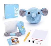 CROCHET BOX Kit de ganchillo para principiantes: kit de ganchillo de elefante para adultos, adolescentes, apto para principiantes, todo lo que necesitas, incluye hilo fácil de usar, video paso a paso