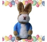 Crochet Bunny hecho a mano, conejo de peluche animal, crochet animal Crafts, Easter Basket Stuffer, Felted Rabbit Wearing Jacket Coats Handmade Crochet Bunny with Colorful Jacket for Easter Basket