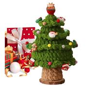 Crochet Christmas Tree, Small 10-Inch Knitted Cone Tree, Decorative Colorful Tabletop, Christmas Tree Ornaments, Tabletop Artificial Tree, Decorative For Parties and Table Centerpiece