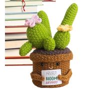 Crochet de apoyo emocional - juguete de animal motivacional inspirador | Plantas en macetas de punto hechas a mano positivas | Muñeca de punto de forma de cactus decorativa para adultos adolescentes