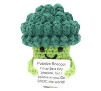 Crochet de brócoli Positivo, para Apoyo Emocional, Bonito brócoli de Punto con Tarjeta | Juguete Inspirador para muñecas de Punto, Juguete de Ganchillo Hecho a Mano para niños y Erwac