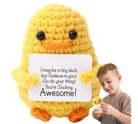 Crochet Duck Doll - Soft Knitting Duck Doll | Emotional Support Plush Duck Doll | Positive Crocheting Duck Doll | Hand-Woven Funny Positive Duck Doll for Table, Bookshelf, Bedroom