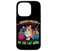 Crochet Faster Than A Laser Pointer OR The Cat Wins Carcasa para iPhone 14 Pro