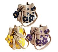 Crochet Handbags For Women - Handmade Floral Knit Tote Bag, Bohemian Woven Purse, Soft Yarn Shoulder Carry Bag, Beach Travel Vacation Shopping Summer Style Handcrafted Daily Fashion Use