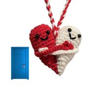 Crochet Heart Hug Doll - 7 cm Knitted Wool Plush Figure, Pocket Size Comfort Toy,Handmade Good Luck Gift,Woven Yarn Hug Doll for Desk Bedroom Shelf Decor Stress Relief Gift