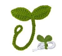 Crochet Hoja Verde | Hojas de punto hechas a mano | Accesorio para auriculares de hoja - Multi Functional Cute Cable Tie Crochet Knitting Plant Bookmark For Book Lovers