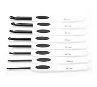 Crochet Hook Set Aluminum Knitting Needles Ergonomic Soft White Plastic Handle 8 PCS for Beginners Crafters Yarn Enthusiasts