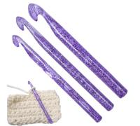 Crochet Hooks - Crystal Handle Needle Set, 3 Sizes Large Tools, Smooth Grip Craft Accessories, Easy Use Sewing Supplies | Beginners, Adults, Lovers, Yarn Crafts, Handmade Projects, Hobby Activities
