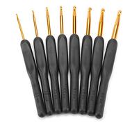 Crochet Hooks Kit Aluminum Craft Needle Set Ergonomic Handle Smooth for Knitting DIY Gifts Black ABS Resin