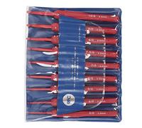 Crochet Hooks Set 9pcs | Red Aluminium Knitting Needles with Ergonomic Silicone Grip | Weaving Hooks for Beginners/Craft Projects/Portable Travel