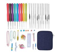 Crochet Hooks Set Comfortable Handle Brightly Colored Aluminum Crochet Knitting Tool Kit with Storage Bag for Beginners Professionals Travel Home Crafting 21 Sizes Included